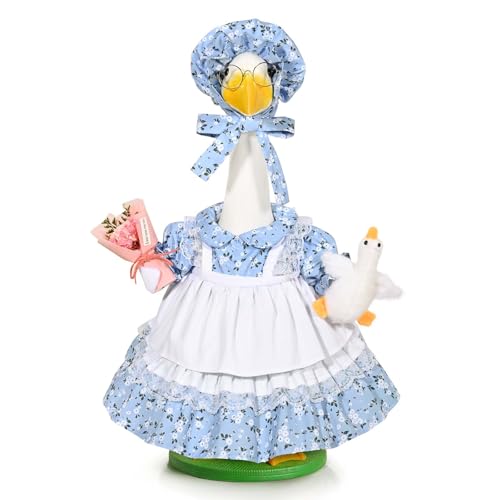 JcHrmers Mother's Day Goose Outfits Flower Porch Goose Outfit Spring Yard Goose Clothes for 23" Mother's Day Lawn Outdoor Garden Patio Geese Statue Spring Summer Decor