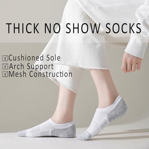 Image of EPEIUS Thick No Show Socks for Women Athletic Ankle Socks Cushioned Running Low Cut Non Slip Footies 3 /6 Pairs