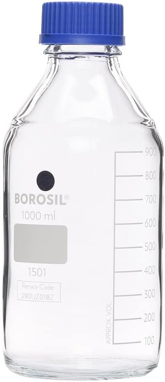 Borosil 1501029 Borosilicate Glass Bottle, 1000 ml, Transparent