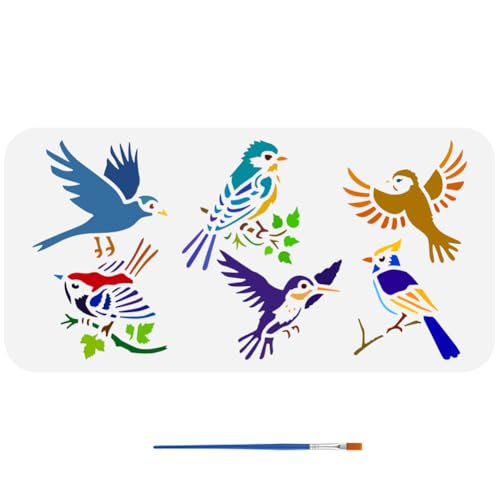 FINGERINSPIRE Pochoir Oiseaux Volants et Debout 15X30cm Plastique Pet
