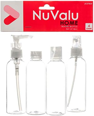 NuValu Plastic Travel Bottles, Leakproof Refillable Travel Containers, Squeezable Travel Tube Sets Cosmetic Toiletry Containers for Shampoo Lotion Soap etc. (100ML/44G 4pcs set) (1 Pack)