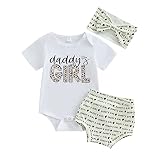 Father's Day Baby Girl Outfit Bodysuit Onesie Daddy's Girl Bummies Set Bloomer Shorts Cute Summer Co