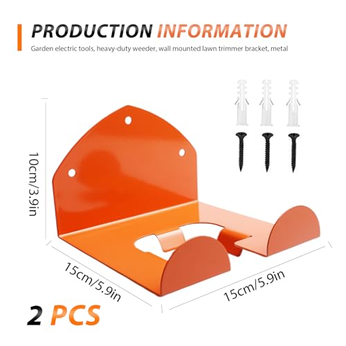 2 Pezzi Supporto Per Decespugliatore: Porta Decespugliatore Da Muro, Con Viti, Facile Da Installare, Supporto Da Parete Per Decespugliatores Per Garage, Cantina O Magazzino (Arancione) - 2