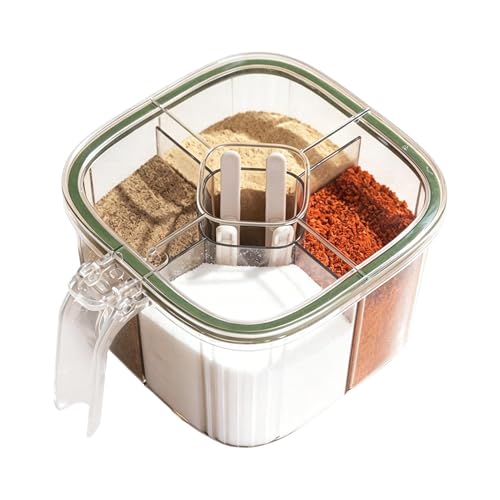 Générique Boîte D'Assaisonnement | Organisateur Transparent À 5 Compartiments - Boîte À Sel Avec Couvercle - Préparation De Repas, Voyage, Maison, Camping, Pique-Nique,