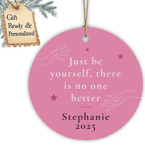 Era-Inspired Empowerment Ornament 2025 – Personalized Friendship Keepsake – Custom Name Holiday Tree Decor with Inspirational Quote, Aesthetic Pink Gift for Women & Teens, Pop Fan Ornament