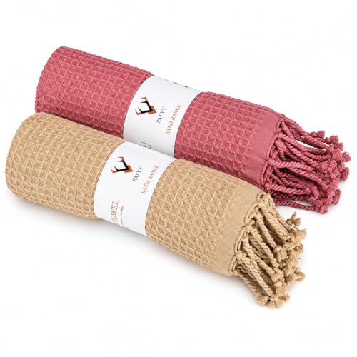 Image of Waffle Bath Towel(Parent) (Biscuit & Brick, Pack of 2)