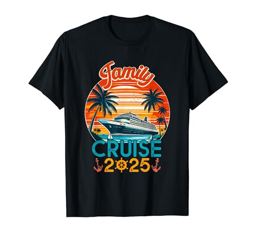 Vintage Sunset Retro Family Cruise 2025 Summer Vacation T-Shirt