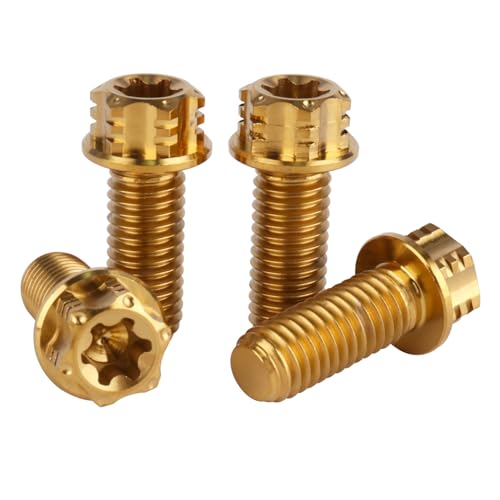 Image of 4Pcs Titanium Bolt Flange Torx Head M8 M10 x 20 25 30mm Screw Bolt for Motorcycle Car Modifications (Gold, M8x20mm)