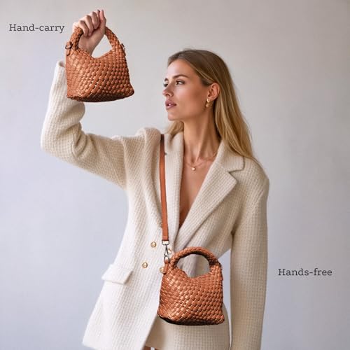 Woven Crossbody Bag for Women, woven purse Leather handbag mini Hobo Bag4