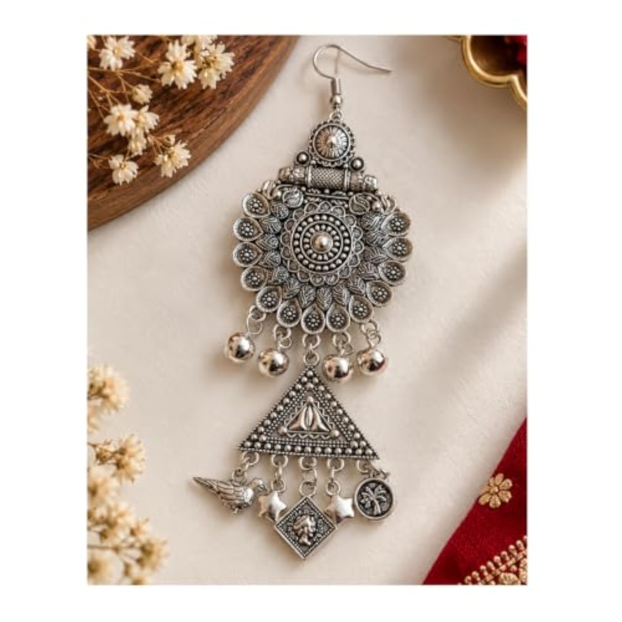 Traditional Oxidized Silver Hair Brooch Pin for Women