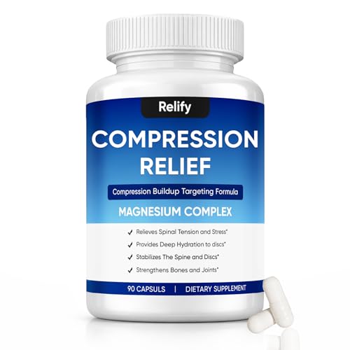 Image of Relify Compression Relief Capsules, 1000mg Magnesium Complex Supplement, Support Back, Spine & Discs, Reduces Pressure, Deeply Hydrating, Non-GMO, 90 Capsules (1)
