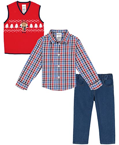 Image of IZOD Boys' 3-piece Holiday Sweater Vest, Dress Shirt, and Pants Set