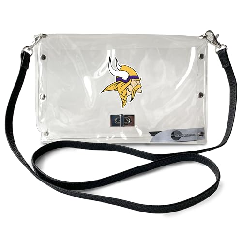 Littlearth Minnesota Vikings NFL Clear Envelope Purse with Black Fashion Strap