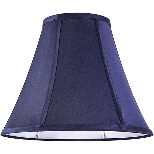 GO&SO Set of 2 Blue Bell Lamp Shades 6\" Top x 13\" Bottom x 10.6\" High(Spider) Medium Lamp Shade, Traditional Fabric Lamp Shade for Table Lamp,Floor Lamp,Side Ribbing Hand Crafted Replacement Lampshade - Thumbnail 6