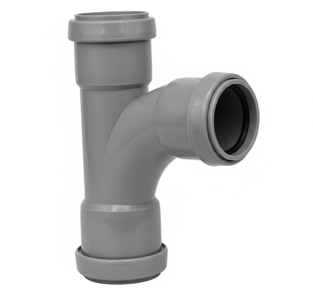 Shmox Grey Durable Waste Pipe Swept Tee | 40Mm Waste Tee For Plumbing Systems,
