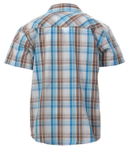 Image of Gioberti Boys Casual Western Plaid Pearl Snap-on Buttons Short Sleeve Shirt