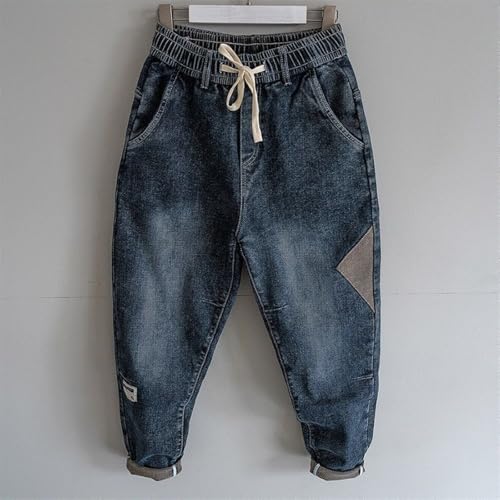 Plus Size Men's Harem Jean Pants Drawstring Elastic Waist Tapered Denim Pants Hip Hop Casual Jean Joggers2