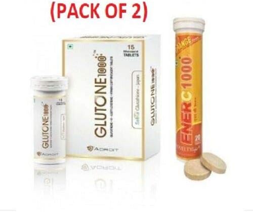 100% Original Skin Lightening Combo Glutone 1000 with Ener C 1000 (PACK OF 2)