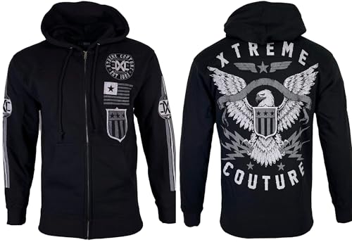 Xtreme Couture by Affliction Men's Zip Up Hoodie Bravenet Black2