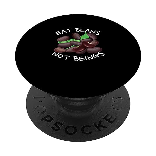 Veganuary Eat Beans Not Beings, World vegan Month Vegetarian PopSockets Swappable PopGrip, Black