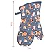 Oven Mitts Gloves 1 Pair Heat Resistant 480 ℉ Non Slip Clear Silicone Printed Cat Comfortable Cotton Lining Kitchen Men Cooking Barbecue Machine Washable (Cat, Grey Mitts)