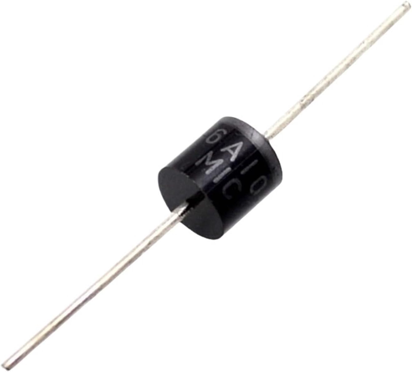 10-200PCS 6A10 Rectifier Diode 6A 1000V DO-41 Axial Lead, High Current Silicon Diode for Power Supply(10PCS)
