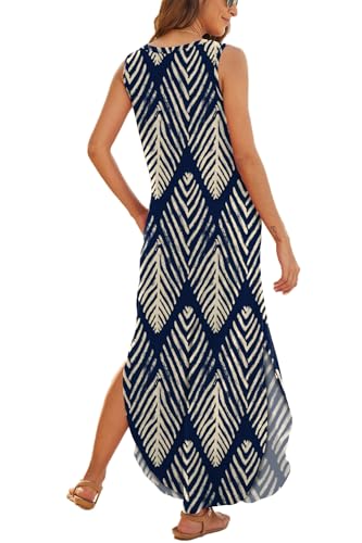 Image of Hount Women's Casual Summer Sleeveless Dress Loose Split Maxi Dresses with Pockets