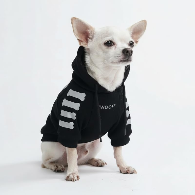 Image of Spark Paws Dog Hoodie - Premium Dog Sweater for Small, Medium, and Large Dogs | Warm Outfits for French Bulldogs, Pitbull, Puppy, Winter Jacket Alternative - Woof - S