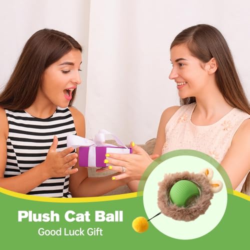 AIIONP Interactive Cat Toys Ball, 2025 New Automatic Rolling Dog Cat Balls for Indoor, Smart Interactive Rolling Dog Ball Moving Toys, USB Rechargeable, Electric Cat Toys for Dog/Cat (Green)