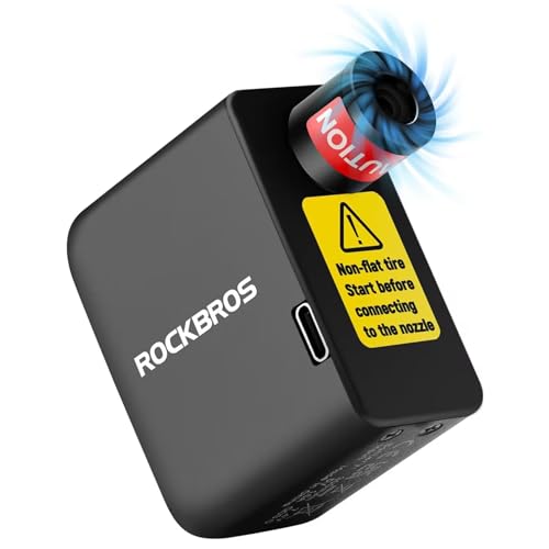 ROCKBROS Mini Electric Tire Pump Portable Bike Pump 100PSI Bike Tire Inflator 300mAh Air Pump with Presta and Schrader Valve Aluminium Bicycle Pumps for MTB Road Mountain Bikes