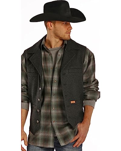 Powder River Outfitters 98-1176-01 Men'S Wool Montana Vest Black X-Large thumb #1