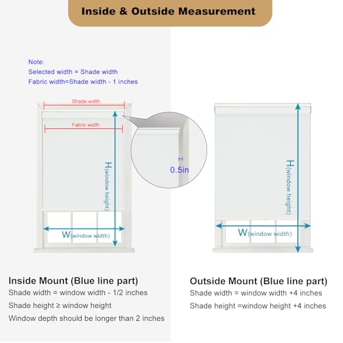 Image of Changshade Blackout Roller Shades for Indoor Windows,Cordless Roller Blinds,Free-Stop Roll Up Shades with Thermal Insulated, Uv Protection Fabric for Bedroom,Office,French Door,48 inch W72 H,White