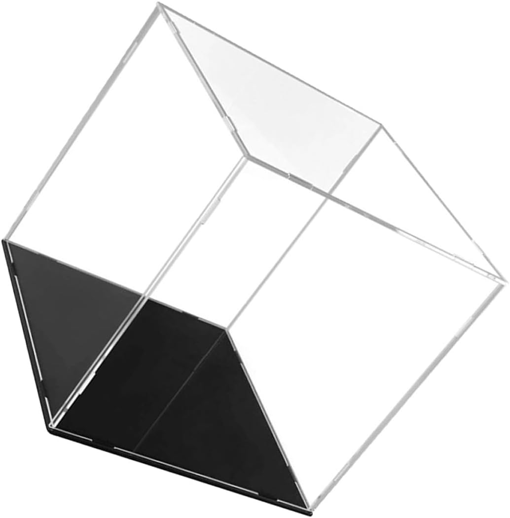 POPETPOP Acrylic Football Display Case Cube 23x23x23 Cm Dustproof Showcase Box for Sports Memorabilia Collectibles Storage