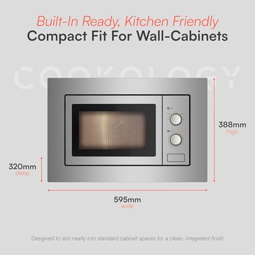 Cookology IM17LSS Built-in Microwave in Stainless Steel | Integrated Frame Trim Kit - Image 3