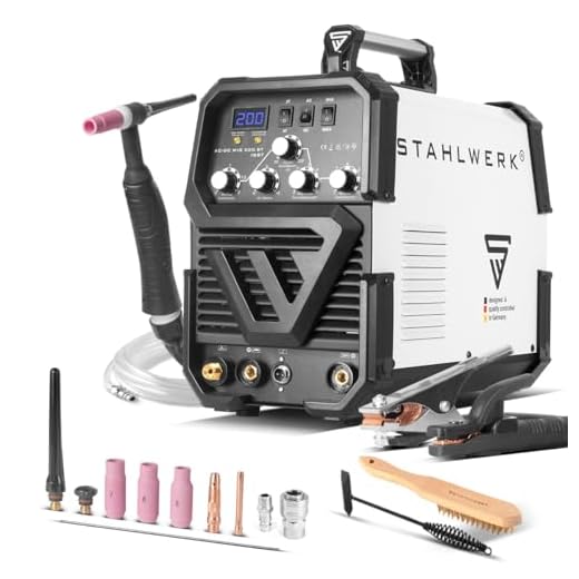 Soldador combinado STAHLWERK AC/DC TIG 200 ST IGBT con 200 Amp TIG MMA, soldadura de aluminio, 7 años de garantía del fabricante