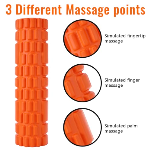 Rouleau de Massage, Foam Roller pour Soulager les Tensions Musculaires et la Pression dans le Dos, la Colonne VertéBrale et Les Jambes. Revitalisez Votre Corps 30×8cm (Orange) – Image 6