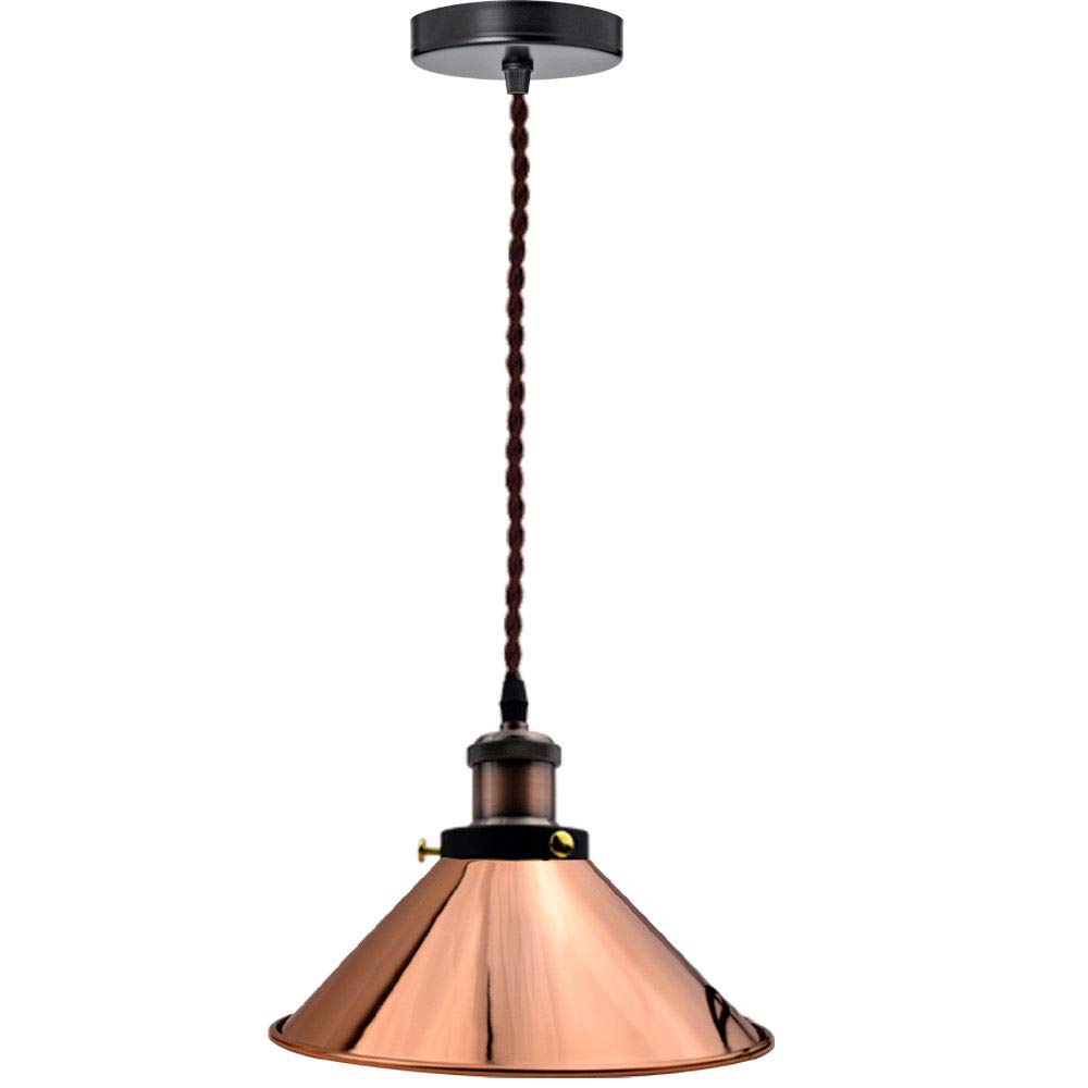 LEDSone Modern Ceiling Pendant Light Vintage Rose Gold Colour Lampshade with E27 Holder + 2m 3core Fabric Electric Wire and Ceiling Light Fitting