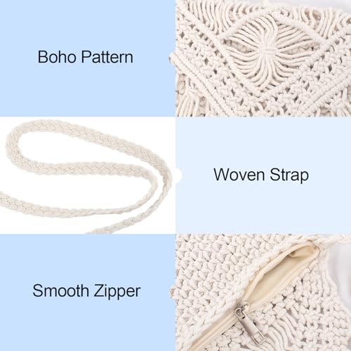 Peicees Crochet Crossbody Bags For Women Summer Beach Fringe Woven Purse Boho Clutch Bag With Tassels For Vacation Small3