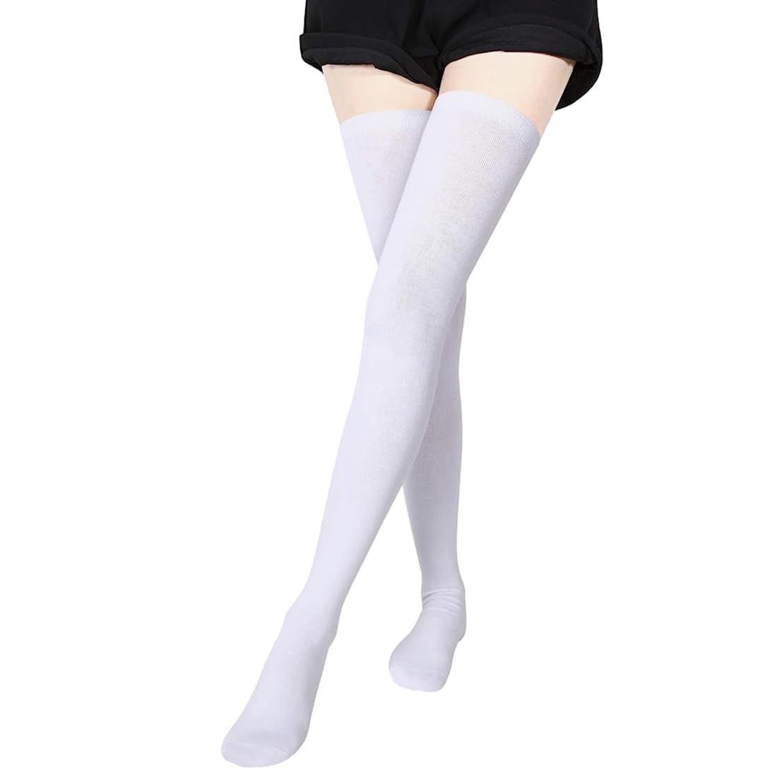 mukhaksh (Pack of 1 Pair = 2 Stockings Women Ladies Girls Winter Woolen Warm White Stocking Thigh High Thigh Length White Socks-picture-33