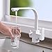 JYHW Grifos de cocina cuadrados negros Rotación de 360 ​​grados Grifo de filtro de agua de 3 vías Grifos de agua Grifo de fregadero de latón macizo Grúa blanca