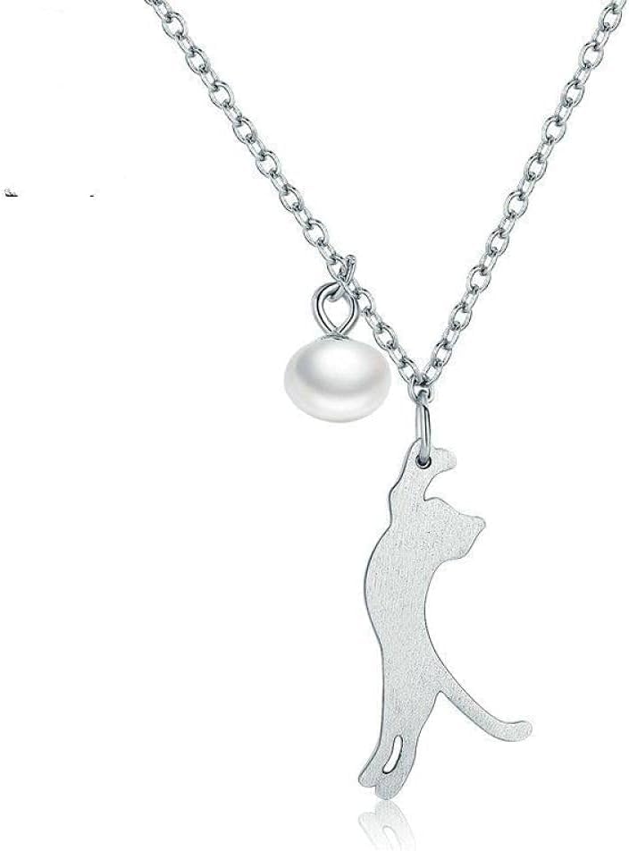 Collier chat argent 925 cadeau idéal femme avec perle fine