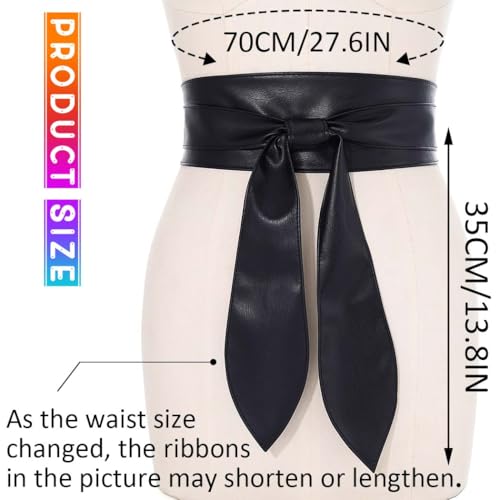 COSYDAYS Obi Waist Belt Black Wide Leather Corset Belt Fashion Wrap Waistband Accessories for Women3