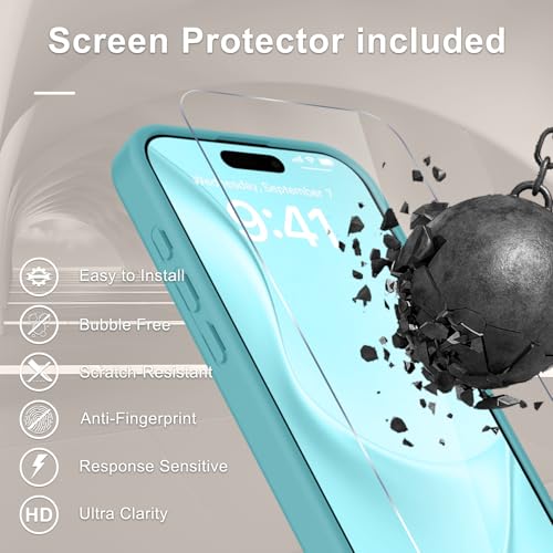 Image of YENAPOON for iPhone 17 Pro Max Case, Matte Magnetic Phone Cover [with 1 Screen Protector] [Support for MagSafe] [Shockproof Military Grade Protection] Translucent Frosted Back, Light Blue