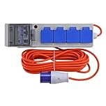 kenable RCD Protected 4 Way 16A Motorhome/Caravan/Camping Mobile Mains Electric Hook Up Lead 10m