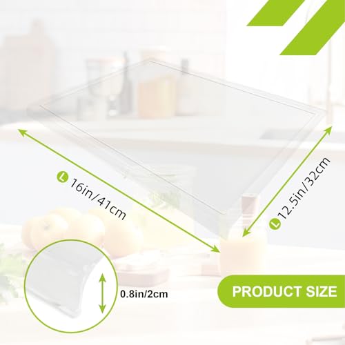 Acrylic Cutting Board with Juice Groove, Clear Cutting Board with Counter Lip, Cutting Boards for Countertop Protector, Non-Slip Dough Mat, Kitchen Decor Gadgets House Warming Gifts(16"x12.5") by MEWSDEN - Used condition - Image 3