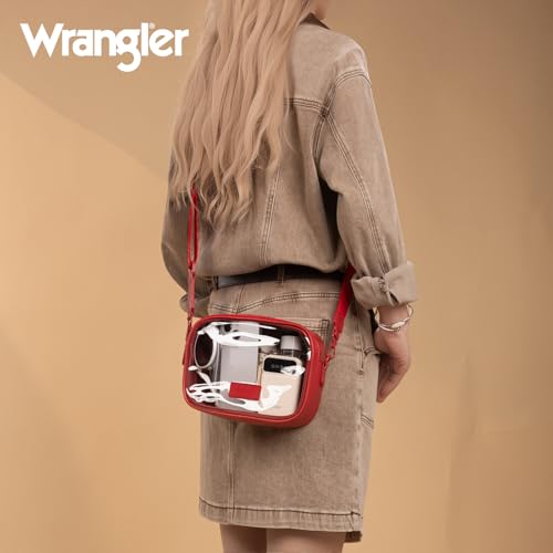 Image of Wrangler Clear Bag for Stadium Events Crossbody Purse for Concerts, Sports | Stadium Approved Clear Bag for Sports,Concerts|See Through Bag|0.4mm Thickened PVC|Waterproof|Lightweight