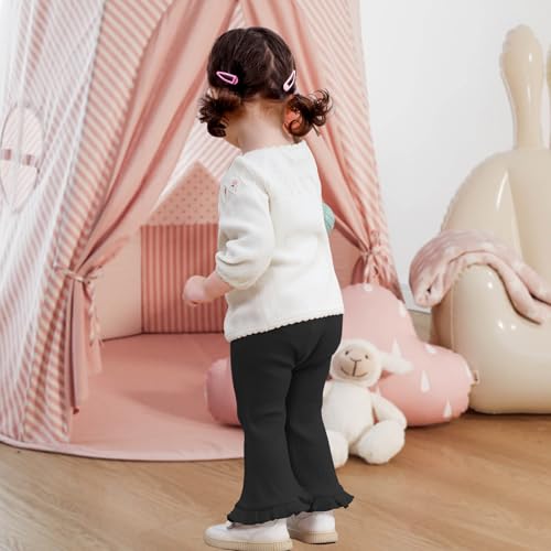Neutocd Toddler Baby Girl 2-Pack Pants Bell Bottom Infant Baby Girl Solid Ribbed Cotton Leggings4