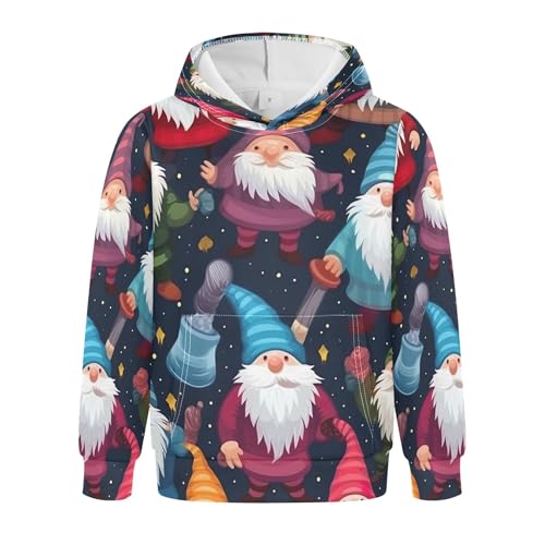 Kids Hoodies Sweaters Christmas Gnome Dwarfs Hooded Sweatshirts with Big Pockets for Boys Girls B0400004