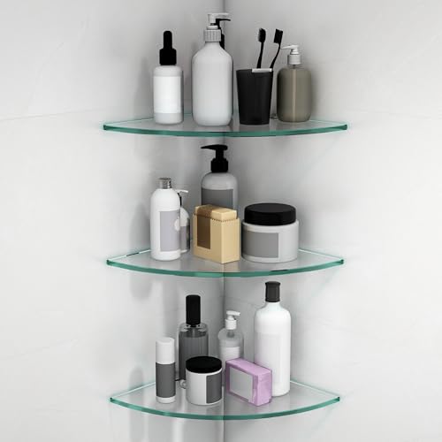 Plantex Glass Corner Shelf for Bathroom/Kitchen Glass Shelf/Glass...