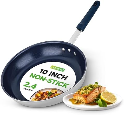 NutriChef 10 Inch Medium Frying Pan Nonstick - Ceramic Skillet with Silicone Handle, Ceramic Coating, Stain-Resistant, And Easy To Clean, Ideal for Eggs and Omelettes - Thumbnail 5
